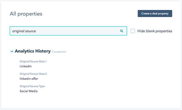 HubSpot original source deals