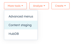 A screenshot of a dropdown menu with content staging