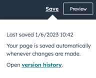 a screenshot of the save button with an version history dropdown