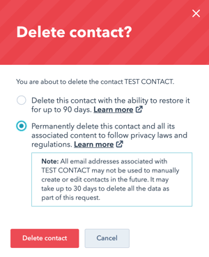 permanent contact deleten