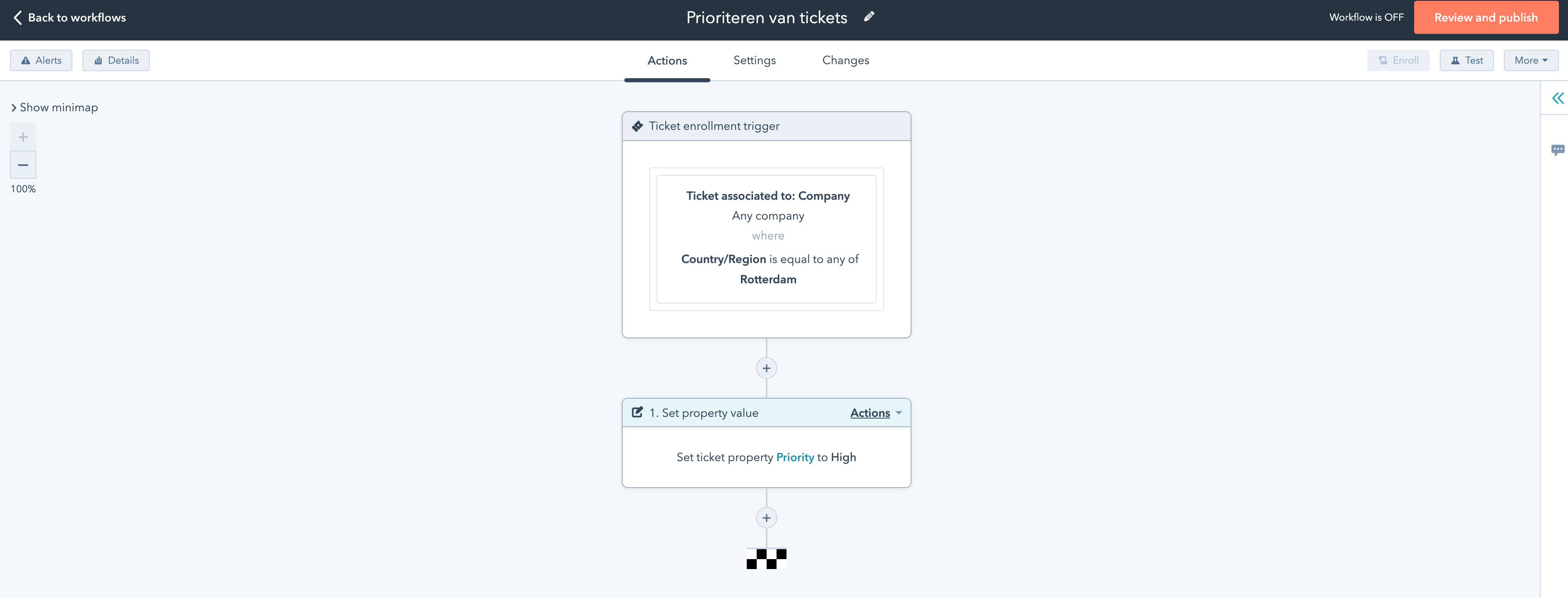 Prioriteit stellen ticket