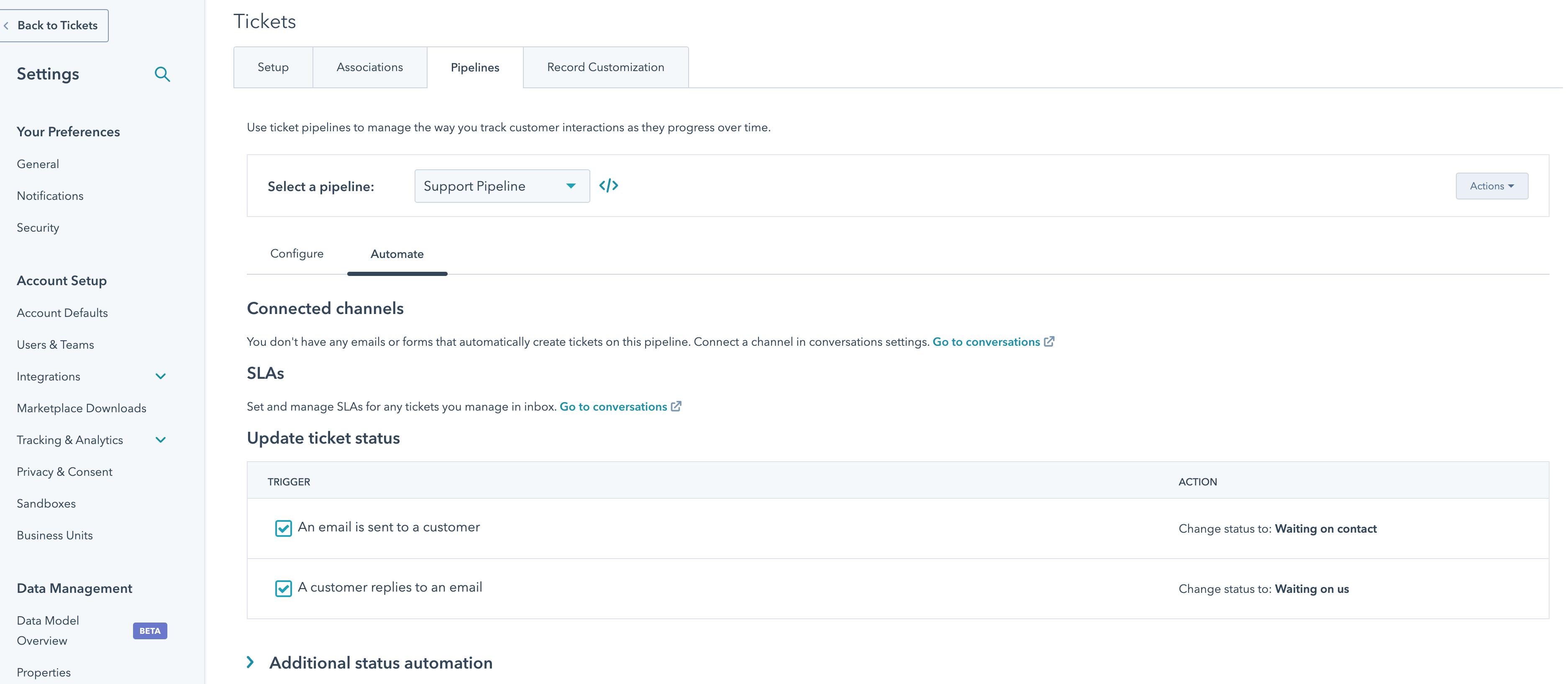 Ticket pipeline automation