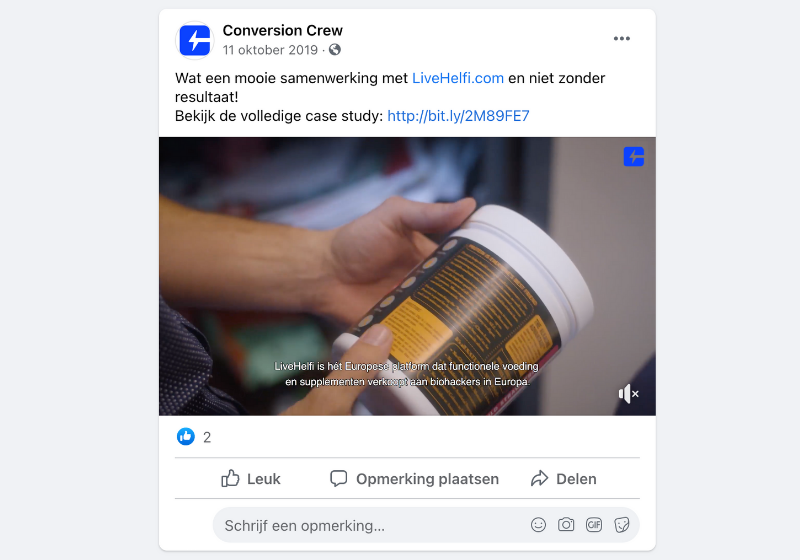 Videomarketing facebook conversion crew