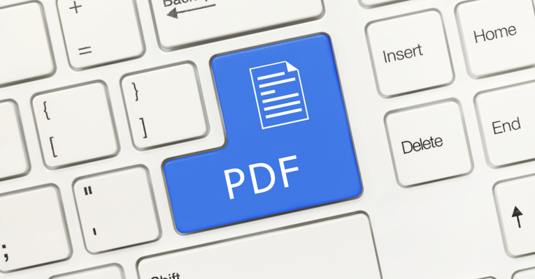 Toetsenbord met een PDF knop erop